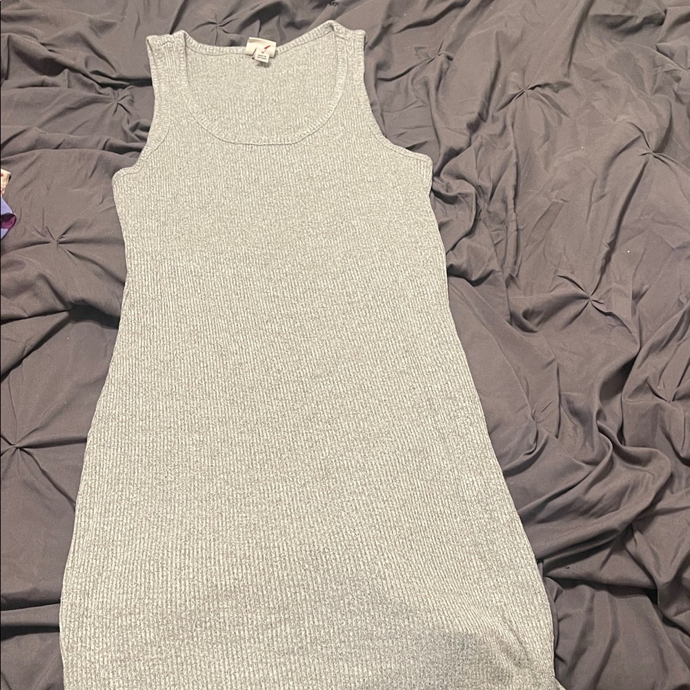 Gray Ribbed Tank Dress